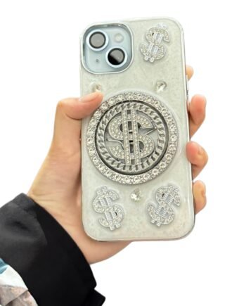 Luxury 3D Rotating Dollar Phone Back Cover + Free Transparent Silicone Back cover