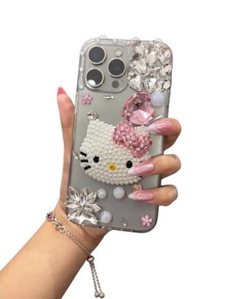 Premium Hello Kitty Rhinestone Back Cover + Free Transparent HQ Silicone Cover