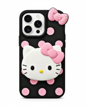 3D Hello Kitty Silicone Back Cover with Hand Grip for iPhone
