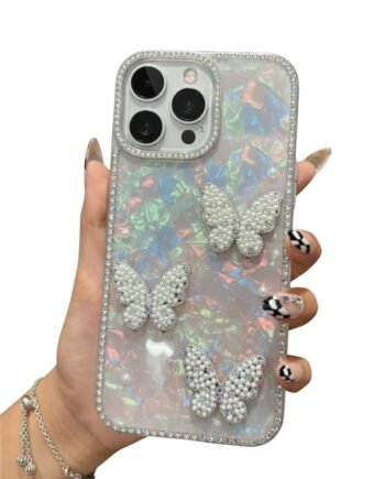 Diamond Flutter 3D Butterfly Designer Back Cover For iPhone