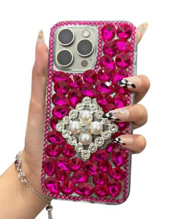 Hot Pink Dazzle Gemstone Back Cover For iPhone